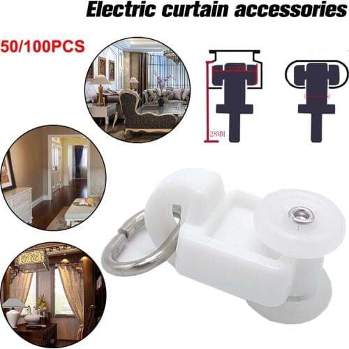 100pcs Curtain Track Sliding Runners Carrier Rollers For Straight Curtain Wheel Rail Track Accessories