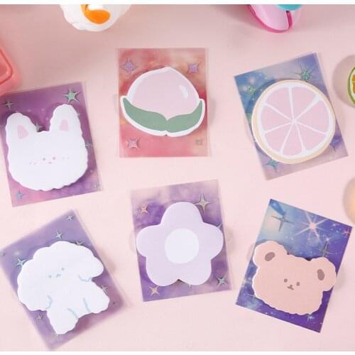 30 pcs Little Lucky Sticky Message Notes Memo Pad Diary Stationary Scrapbook Decorative kawaii rabbit Bear flower N Times Sticky