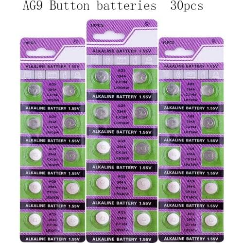 30pcs / pack 45mAh AG9 SR936SW Watch Battery Coin Battery SR936 936A 194 394 394-1W 280-17 x10 1.55V Button Alkaline Battery