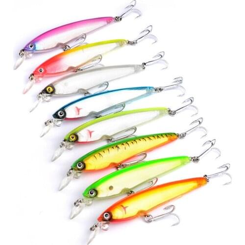 8PCS Fishing Minnow Fish Bass lure Feather hook baits 12cm/18g