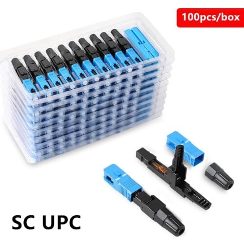100 PCS 99% Success Embedded SC UPC Fiber Optic Fast Connector FTTH SM MM fiber optic SC quick connector adapter Field Assembly