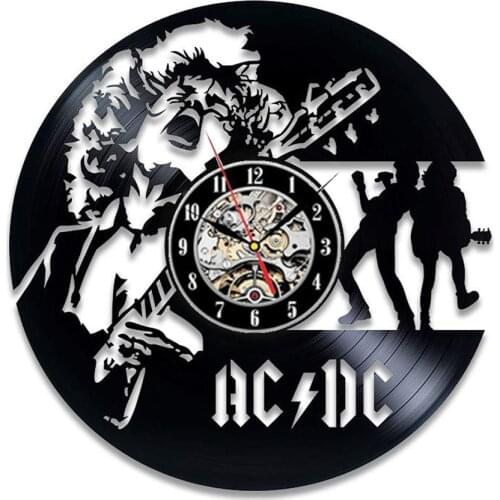 AC DC Vinyl Record Wall Clock Modern Design Music Rock Band Vintage Vinyl CD Clocks Wall Watch Home Decor Gifts for Fans