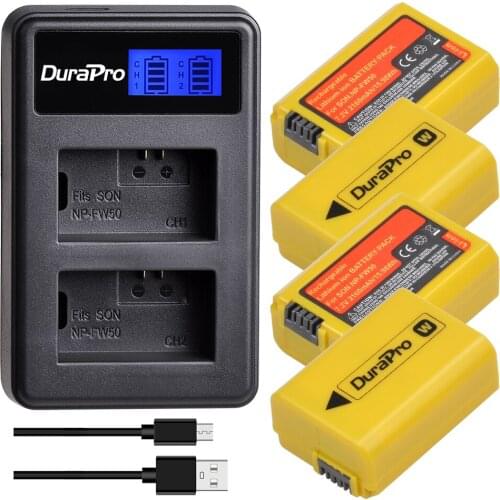 4X 2160mAh NP-FW50 NP FW50 Battery Pack+ LED USB Dual Charger for Sony A6000 A6400 A6300 A6500 A7 A7II A7RII A7SII A7S A7S2 A7R