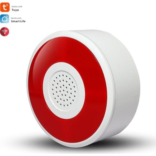 Tuya Smart Home Security WiFi Wireless Alarm Siren with Battery Powered USB Charged 110dB Loud Voice LED Flash Warning