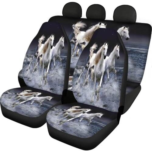 Upetstory Stylish Animal Flag Horse Printed Car Interior Seats Covers Heavy-Duty Front and Back Car Seat Covers Soft Accessories