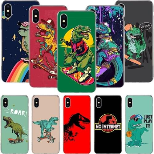 Dinosaur Skate Dude Play Phone Case For iPhone 11 12 Pro XS XR X Max 7 8 6 6S Plus Mini + 5 SE Pattern Customized Coque Cover Ca