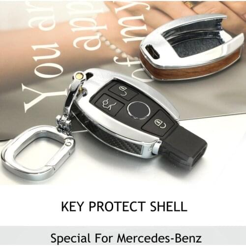 Wood /Carbon Fiber Key Shell Holder Remote Car Key Case Cover For Mercedes benz W203 W210 W211 C E S CLS CLK CLA SLK