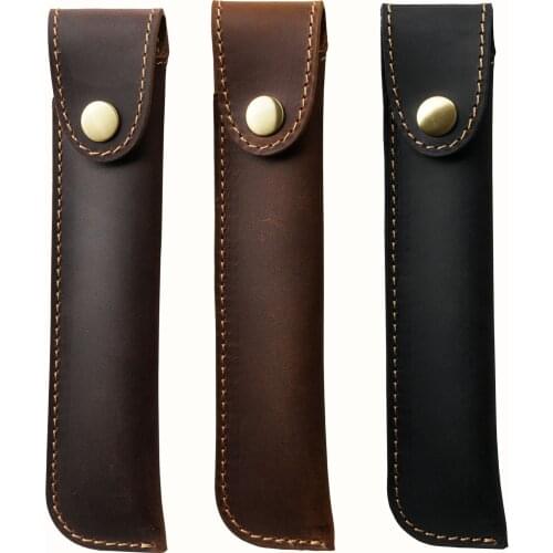 Handnote Genuine Leather Pen Pouch Holder Single Pencil Bag Pen Case With Snap Button For Rollerball Fountain Ballpoint Pen