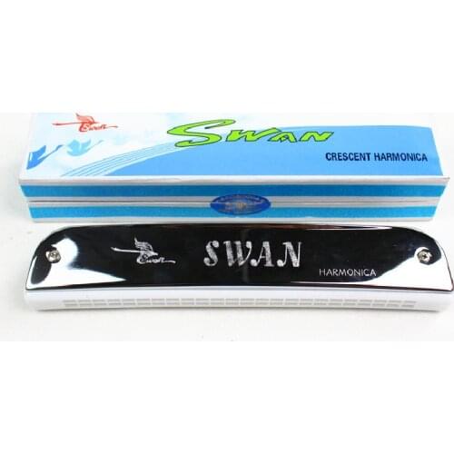 New Arrival Swan Harmonica Tremolo C 24 Holes Metal Harmonica Harp Boat Shape White Mouth Organ Instruments