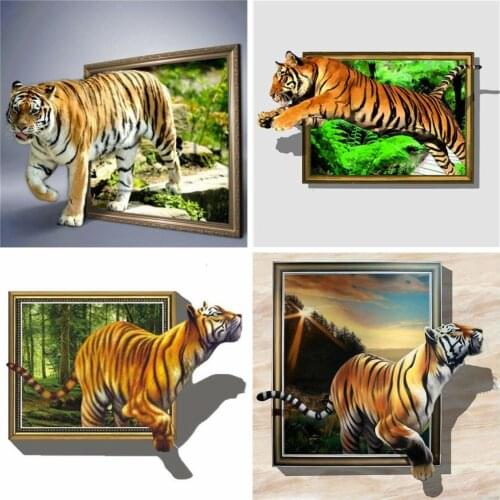 HUACAN DIY Diamond Painting Set Tiger Pictures Of Rhinestones Diamond Embroidery Sale Animal Mosaic Decor For Home