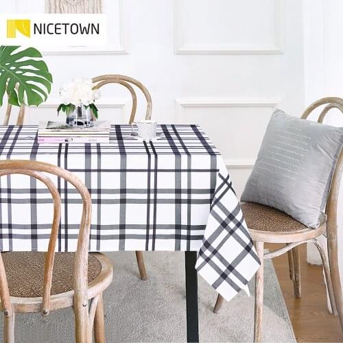 NICETOWN Plaid Decorative Tablecloth Waterproof Oilproof Thick Rectangular Wedding Table Cover Coffee Table Cloth with 3 colors