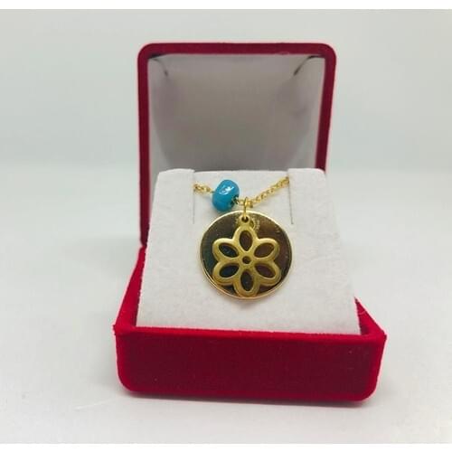 Merit Collection Special Velvet Box Flower and Plain Locket Gold Yellow Plated Necklace