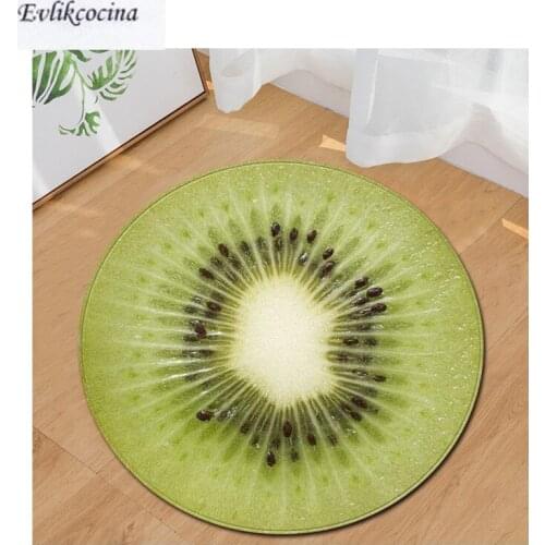 Free Shipping Green Kiwi Round Non-Slip Absorbent Fruit Bath Mat Area Rug for Living Room Bedroom Floor Carpet Tapete Infantil
