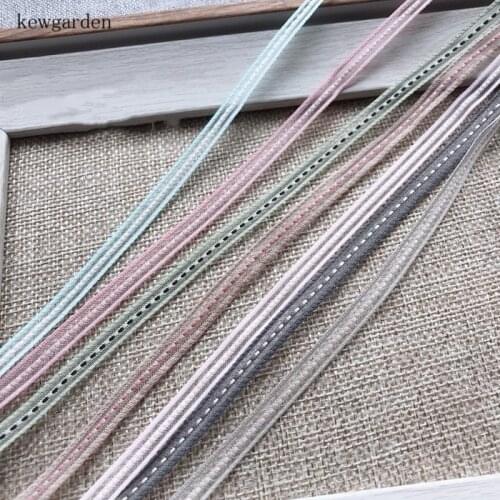Kewgarden 6mm 1/4" Dotted Line Organza Ribbons Handmade Bowknot Yarn Ribbon DIY Tape Riband Clothing Accessories 10m /lot