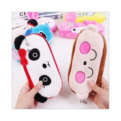 Cartoon figure animal fruit plush doll pen bag kids pencilcase Portable storage bag stationery box kids Toy gift b0991
