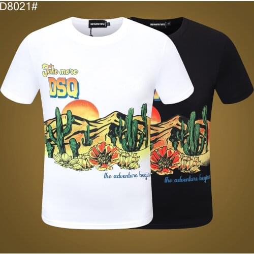 DSQ PHANTOM TURTLE Mens Short Sleeve Logo Series Graphic T-Shirt Men Fashion Print Cotton Tees Breathable Quality Tops D8021