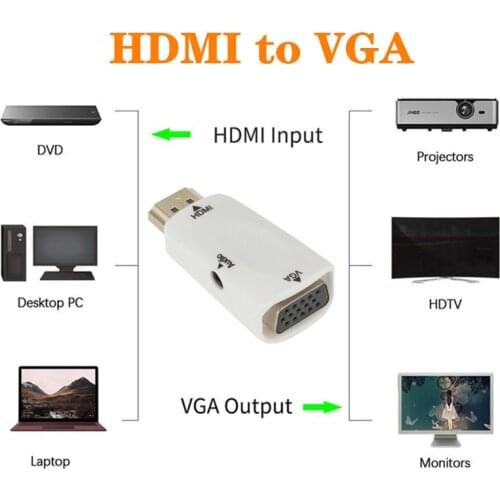 Male to Female HDMI-compatible to VGA Adapter HD 1080P Audio Cable Converter For PC Laptop TV Box Computer Display Projector