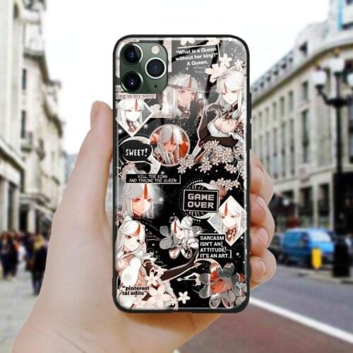 Genshin impact Ningguang art Soft Silicone Glass Phone Case Cover Shell For iPhone SE 6 6s 7 8 Plus X XR XS 11 12 Mini Pro Max