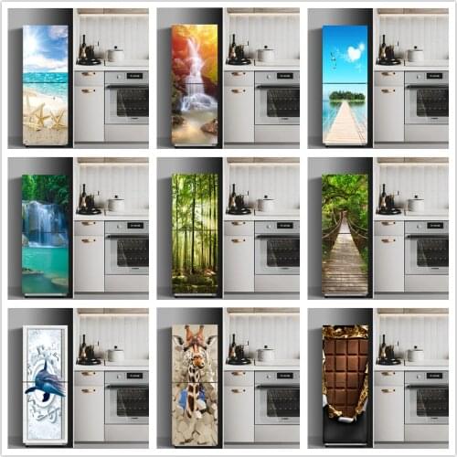 Seaside Scenery Poster Wallpaper For Door Self-adhesive PVC Refrigerator Sticker Kitchen Decoration Mural Home Decor Wall Decals