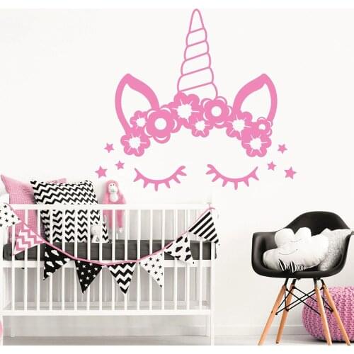 Nursery Wall Decal Unicorn for Kids Rooms Lovely Vinyl Wall Art Stickers Wallpaper Bedroom Playroom Baby Room Decals G572