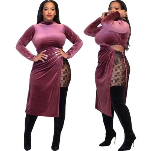 New Fashion African Womens Clothing Dashiki Abaya Velvet Fabric Long Sleeve Tight Dress SIZE L XL XXL