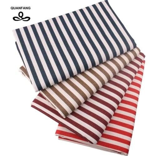 QUANFANG Stripe Series , Printed Cotton Linen Fabric For Patchwork Quilting, Sewing, DIY, Sofa/Table, Cloth Furniture 100x145cm
