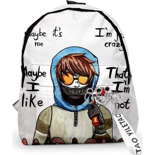 New Horror Creepypasta School Bags Travel Bags Boys Girls Cute Small Bag 3D Print Oxford Waterproof Key Chain Notebook Backpacks