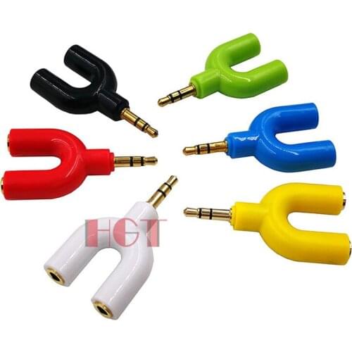 2pcs Jack 3.5mm Headphone Splitter 1 Divided Into 2 Couples Share Connector Double One Turn Two Cable Jack 3.5mm Audio Adapter