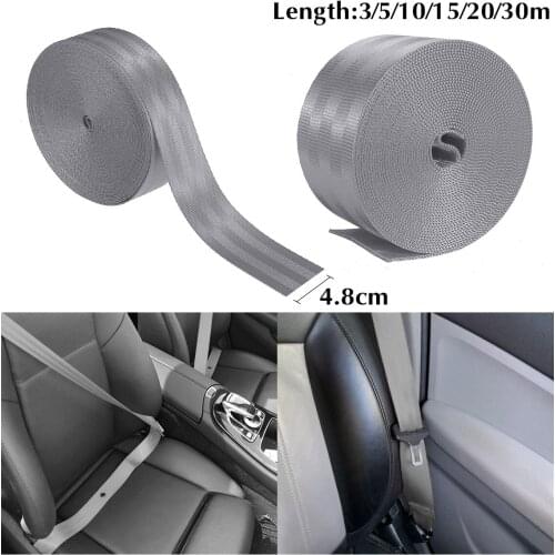 Grey 3-30M Car Seat Belt Webbing Strap Thicken Modified Child Safety Belt 4.8cm Wide Nylon Car Sccessories Backpack Belts