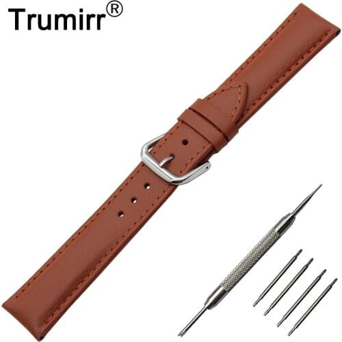 Genuine Leather Watch Band 18mm 20mm 22mm 24mm for Hamilton Stainless Buckle Strap Wrist Belt Bracelet Black Brown + Spring Bar