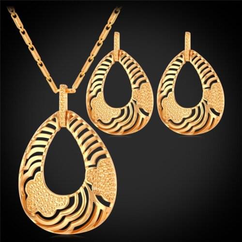 Earrings Necklace Set For Women New Necklace Fashion Jewelry Gold/Silver Color Bridal Jewelry Sets Gold PE978