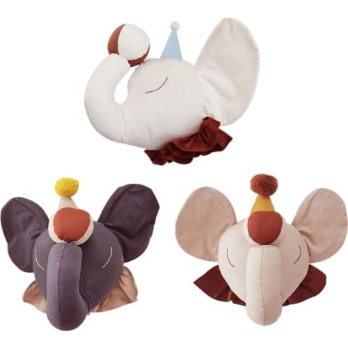 Elephant Plush Stuffed Animal Wall Mount Hanging Room Decoration Wall Hanging Ornaments Plush Toys for Children Birthday Gifts