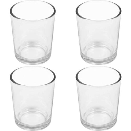 4pcs Glass Transparent Candle Cup Candle Holder Simple Style Candle Container Glass Candle Holder Ordinary Small Glass