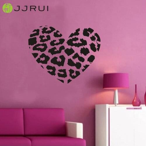 JJRUI Leopard Spot Heart Vinyl Wall Decal Sticker Leopard Print DIY Decor Home Decoration for Bedrooms 21 color