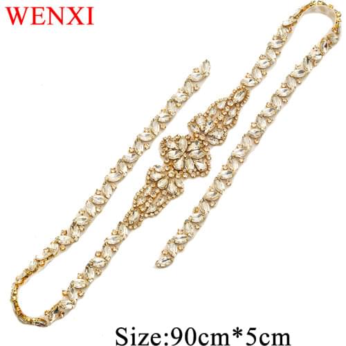 WENXI 10PCS Bridal Sash Full Length Rhinestone Appliques Accessories For Wedding Desses Waistband Rhinestone Appliques WX896
