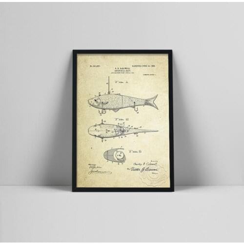 Fishhook Patent Vintage Poster Various Vintage Fish Hooks Canvas Art Print Painting Wall Pictures For Living Room Office Decor