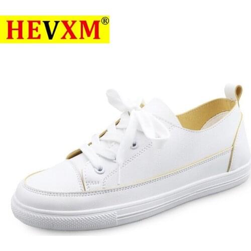 Women Sneakers Leather Shoes Spring Trend Casual Flats Sneakers Female New Fashion Comfort White Vulcanized Platform Shoes 35-40