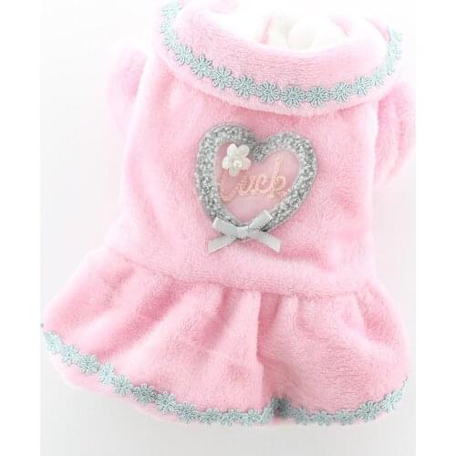 Pet Winter Dress Cat Small Dog Costumes Warm Dog Clothes Cute Heart Dog Outfit Garment Dresses Dropshipping Pet Products Apparel