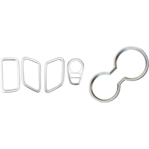 1 Set Interior Mouldings Headlight Switch Frame Cover Trim & 1 Pcs Car Chrome Front Water Cup Holder