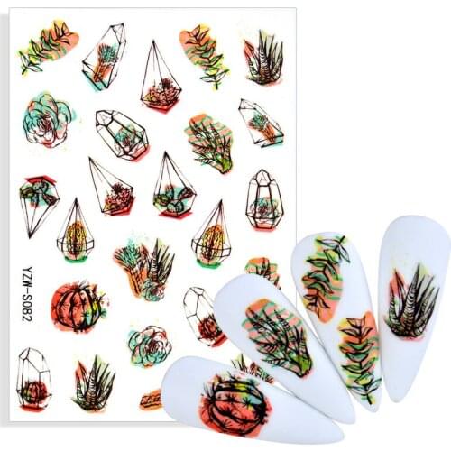 1pcs Black Leaf 3D Nail Stickers Diamond Design Pattern Adhesive Transfer Sticker DIY Nail Decoration Decal