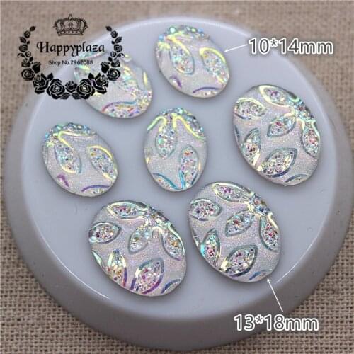 10*14mm/13*18mm Oval Clear AB Leaf Surface Resin Flatback Cabochon DIY Craft Artesanato Accessories