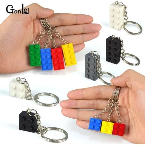 20Pcs/Lot Colorful Brick 2x4 2x2 Heart-shaped Key Chain Building Block Toys For Kids Gift Compatible with MOC Brick Keychain