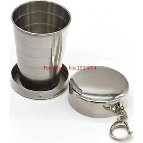 10pcs/lot 75 ML Mini Glass Stainless Steel Portable Travel Folding Mug Telescopic Outdoor Folded Cups Collapsible Water Beer