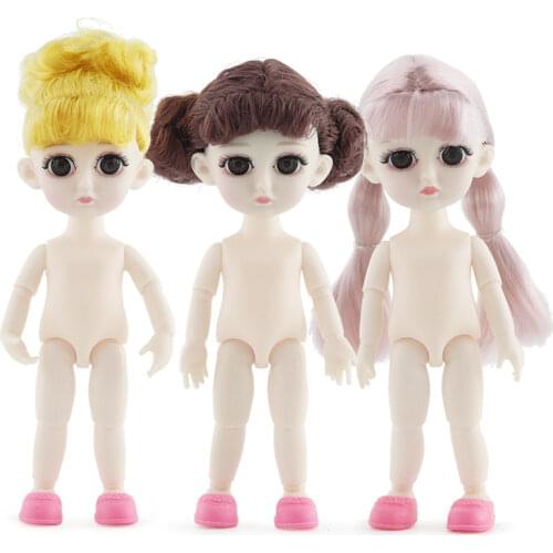 13 Joint 15cm 1/8 BJD Dolls Toys Yellow hair White Skin Baby Doll Naked Nude Body Dress Up Toy DIY Toys for Girls Gift