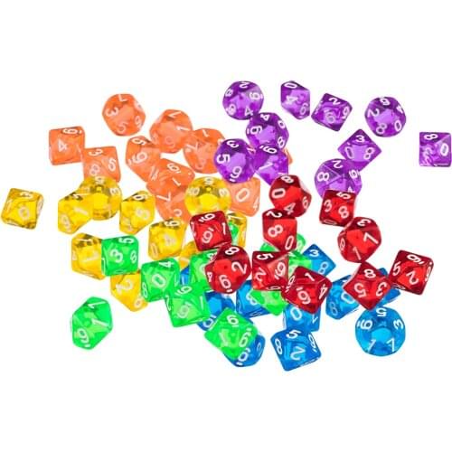 60 Pieces Acrylic Ten Dided D10 Dice for D&D TRPG Party Board Game Favours