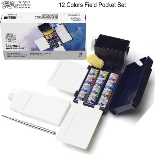Winsor & Newton Field Box 12 Colors Half Pans Water Color Paints Watercolor Pigment