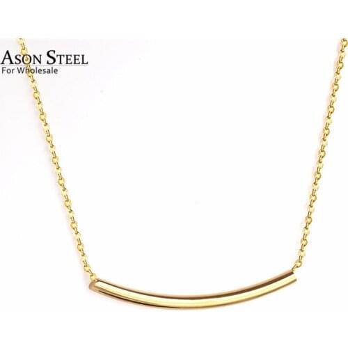 ASONSTEEL New 316L Stainless Steel Curve Tube Pendants Necklaces Gold/Silver Color Chains Necklaces Party Gift Wholesale