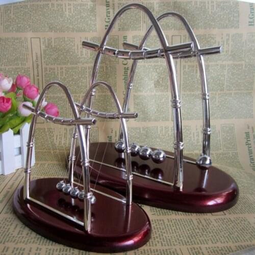 Newtons Cradle Balance Balls, Plastic Base, Science Physics Gadget Metal Balls for Desk Toys & Accessories, S, M, L Size