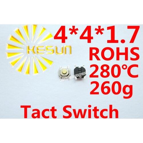 FREE SHIPPING 1000PCS 4X4X1.7MM SMD Tactile Tact Push Button Micro Switch Momentary ROHS