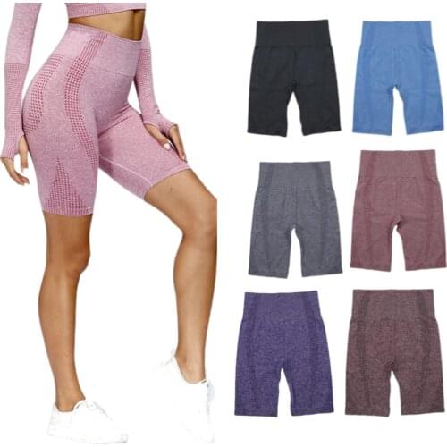 2021 Seamless Fifth Pants Yoga Shorts High Waist Workout Nylon Scrunch Butt Fitness Pirate Shorts Biker Sport Women Gym Leggings